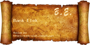 Bank Elek névjegykártya